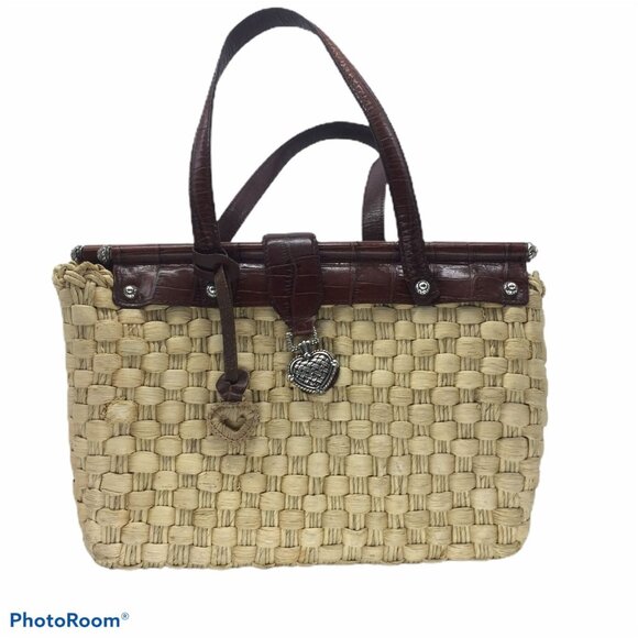 Vtg BRIGHTON Retired Ruth Handbag Woven Straw Tote Bag - Picture 1 of 14
